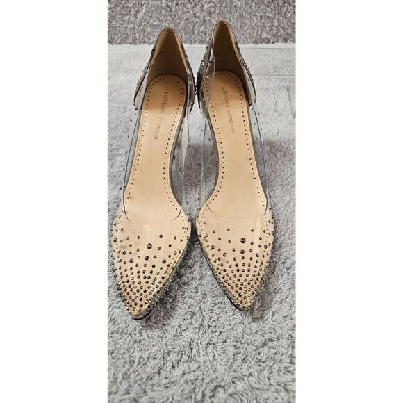 Adrienne Vitadini Clear Vinyl Rhinestone Heels Wedding Cocktail Party‎ Sz 11 M - Picture 5 of 8